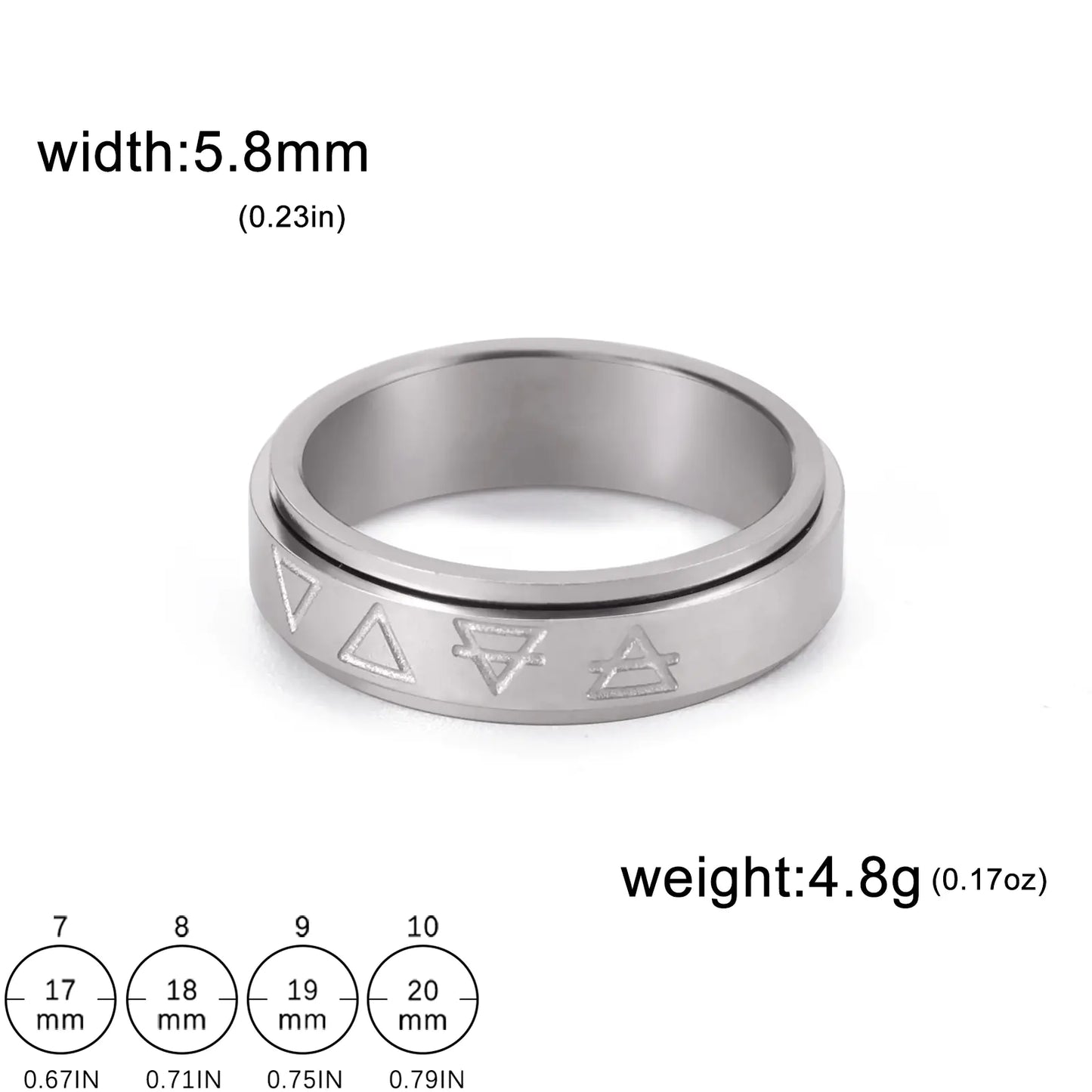 Valknut Rune Spinner Ring – Stainless Steel Viking Band (Gold or Silver)