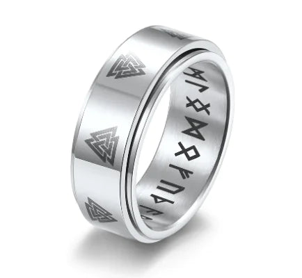 Valknut Rune Spinner Ring – Stainless Steel Viking Band (Gold or Silver)