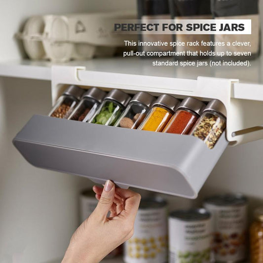 Self-Adhesive Wall-Mounted Spice Organizer – Pull-Out Kitchen Rack