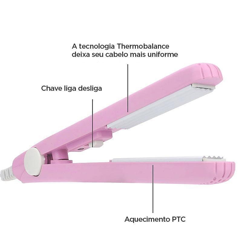 Mini Ceramic Hair Straightener & Curler – Portable Dual Voltage Styling Tool