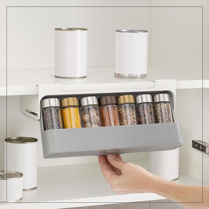 Organizador de especias autoadhesivo de pared – Estante extraíble para cocina