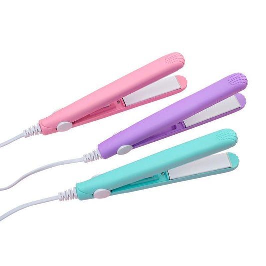 Mini Ceramic Hair Straightener & Curler – Portable Dual Voltage Styling Tool