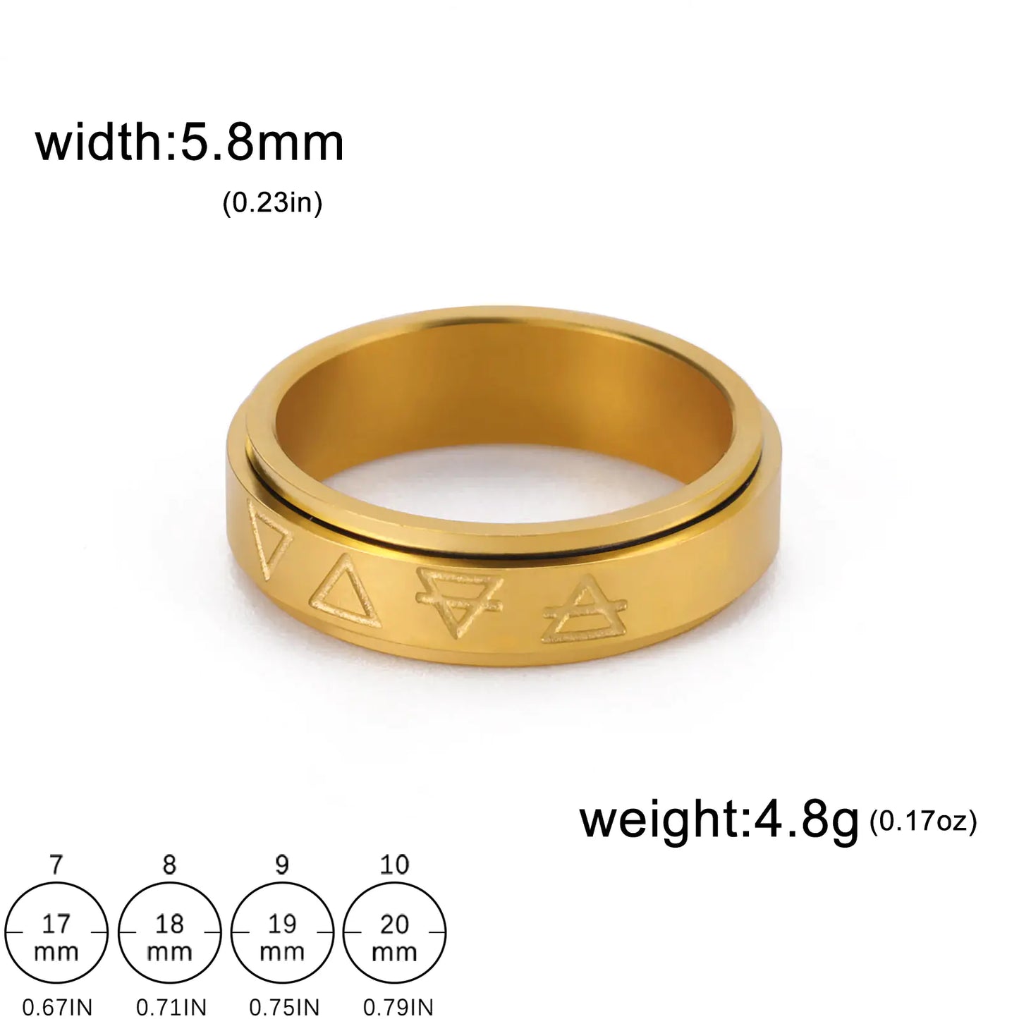 Valknut Rune Spinner Ring – Stainless Steel Viking Band (Gold or Silver)